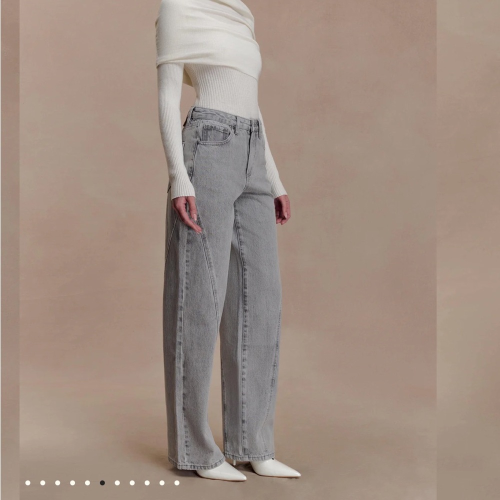Meshki Georgette mid rise paneled denim grey